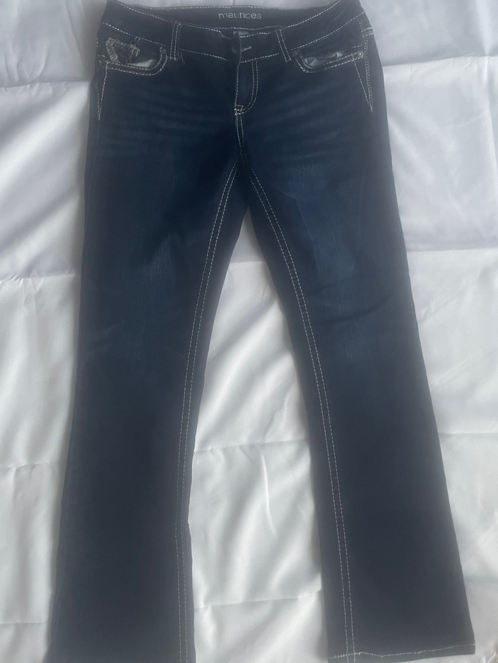 Maurices Dark Wash Bootcut Jeans with Contrast Stitching